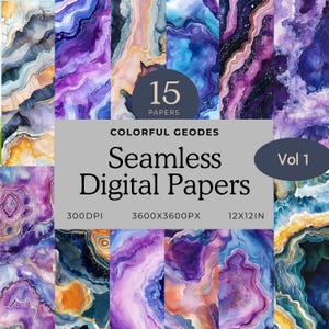 Kleurrijke digitale papieren geodes, origamipagina's regenboogdruives, geologische vierkante knutselbladen, levendige projectvoorraad, plakboek kleurvariatie