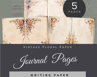 Floral Friendship Journal Papers – 5 pagine stampabili per diari di viaggio, scrapbooking e scrittura creativa (download digitale)