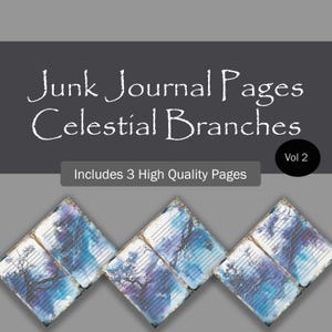 Pagine del diario spazzatura celeste blu e viola, carte digitali Cosmic Branch color lavanda e cobalto, album di ritagli color zaffiro e viola, #luna