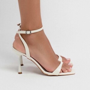Ivory Leather Bridal High Heels | Wedding Shoes with Ankle Strap