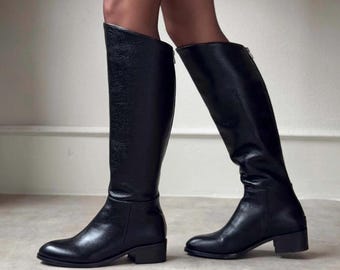 Vintage equestrian black riding boots by Aigle. French high