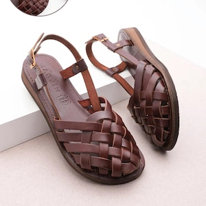 Handmade Leather Fisherman Sandals: Greek Style Closed Toe Slingbacks