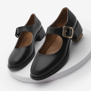 Stylish Chunky Heeled Mary Janes | Black Mary Jane with a Buckle | Brown Mary Jane | Block Heeled Mary Jane | Women Square Heeled Mary Jane