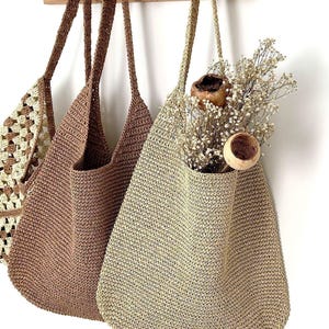 Handmade Crochet Raffia Shoulder Bag: Slouchy Boho Beach Tote