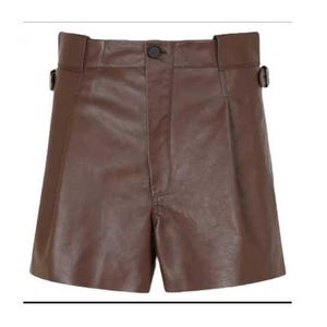Men’s Trendy Brown Lambskin Leather Shorts – Casual & Stylish Fit