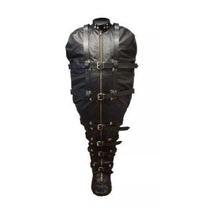 Real Leather Sleep Sack Body Bag – Extendable Straitjacket with D-Rings