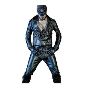 Men’s Real Cowhide Leather Pants – Punk Kink Biker Trousers