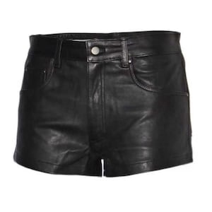 Short en cuir noir tendance pour homme - Coupe décontractée élégante