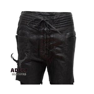 Men’s Real Leather Summer Shorts – Stylish Front Lacing and Hook & Loop Closure | Handmade Genuine Leather Clubwear