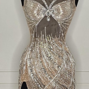 Custom Pageant Gown: Handmade Rhinestone & Crystal Embellished Dress