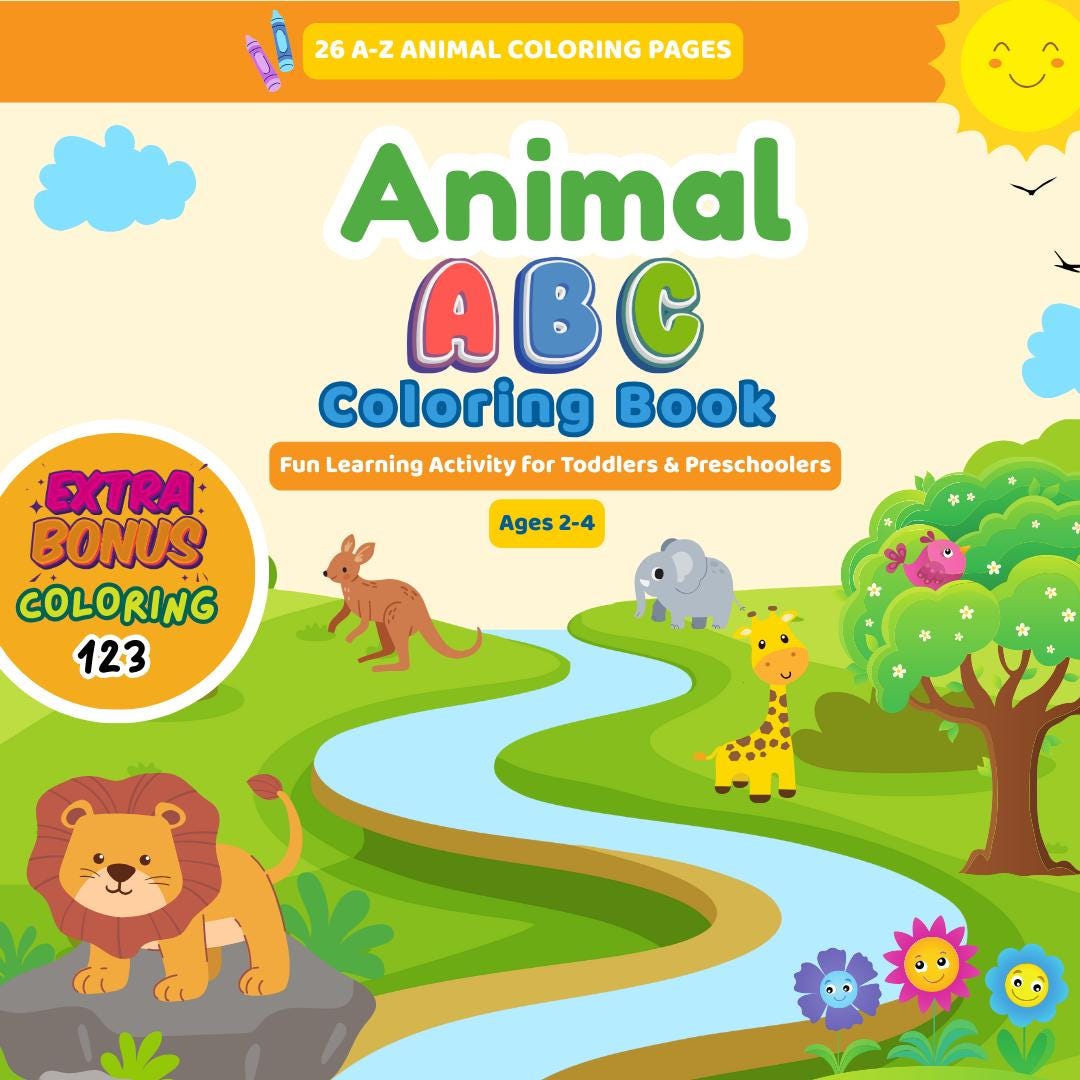 ABC Animals Coloring Book – Preschool Learning Activity - Etsy