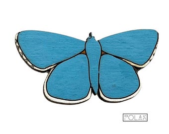 Blauer Schmetterling Holzbrosche - Handgefertigte Himmelsflügelige Schönheit