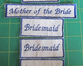 Bridesmaid Labels for dress or purse - a Custom Embroidered label with  NAME on Satin - Sewn inside your Bridesmaid Dress or purse