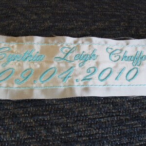 Christening Label New Born Label for inside baptism gown 1st outfit or shadow box Satin image 5