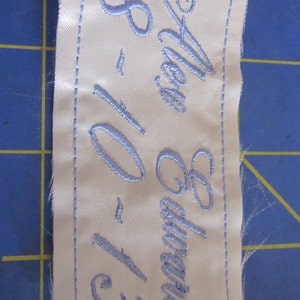 Christening Label New Born Label for inside baptism gown 1st outfit or shadow box Satin image 4