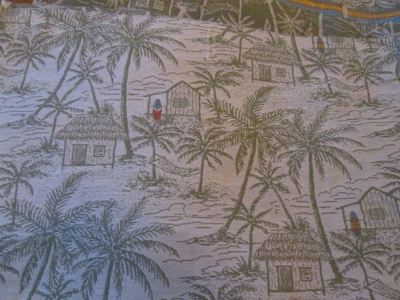 Items similar to Surfs Up Palm Fabric in beige and Greens with ...