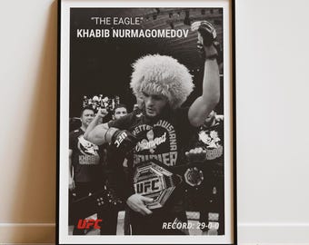 Khabib Nurmagomedov Aangepaste UFC Digitale Poster, Gepersonaliseerde MMA Kunstdruk voor Woondecoratie, Cadeau voor Hem