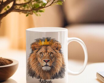 Personalised Lion Mug, King of the Jungle, Wildlife Coffee Cup