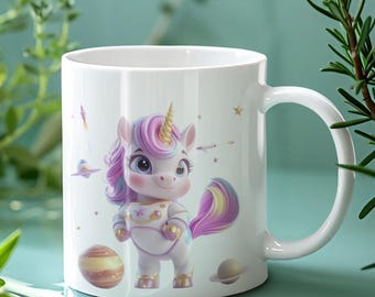 Mug licorne cosmique, tasse à café magique, cadeau d'anniversaire pour enfant