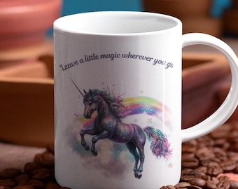 Taza de café de unicornio mágico: Regalo de fantasía arcoíris