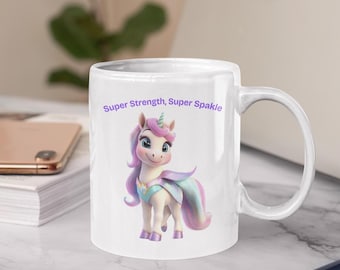 Superhero Unicorn Mug: Motivational Coffee Cup, Gift for Kids