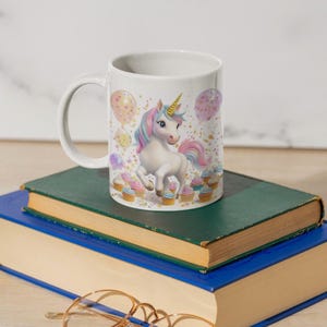 Magical Unicorn Birthday Mug, Magical Cup for Kids, Cupcake Celebration Gift Mug, Rainbow Unicorn Drinkware, Cute Party Favor