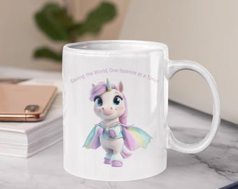 Superhero Unicorn Coffee Mug: Saving the World One Sparkle at a Time