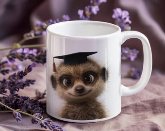 Meerkat Graduation Coffee Mug, Animal Lover Gift