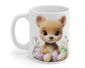 Baby Bear Easter Mug: Spring Wildflower Coffee Cup