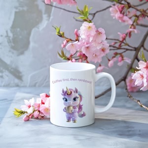 Cute Unicorn Coffee Mug - Perfect for Kids and Adults, Gifts for Birthdays, Encourages Positivity, Kawaii Unicorn Mug for Coffee Lovers