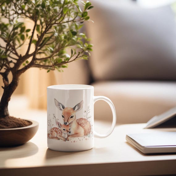 Mug Drôle « Fou Cerf Homme » 483ml - Céramique Blanche, Motif Cerf - Neuf Cadeau Blague