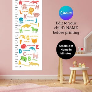 Growth Chart Kids Alphabet Theme, Height Chart Kids, Personalised Growth Chart, Kids Growth Chart, Baby Shower Gift, 1st Birthday Gift