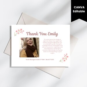 Carte de remerciement pour une célébration de la vie, carte commémorative pour une célébration de la vie, carte de funérailles, carte de remerciement modifiable, carte d'amoureux