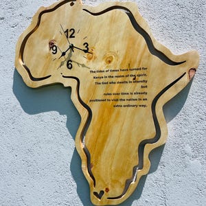 African map wall clock/ Reclaimed Wood Wall Clock / Rustic Wooden Wall Clock/ Unique Farmhouse Style Clock/ personalized wall clock