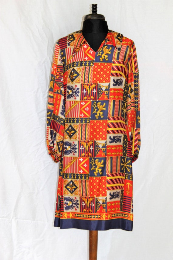 VTG 60's Patriotic Silk Rayon Loomskill Dress