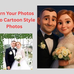Couple Pixar Cartoon Style image from photo, 3D Cartoon Style Couple Drawing Image, Personalized gift for her, Pixar Art Style Portrait