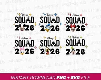Mickey and Friends 2026 Family Squad SVG, Magical Kingdom Vacation (Instant Download)