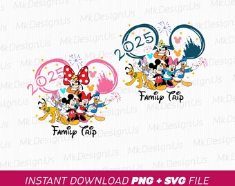 Mickey and Friends 2025 Family Trip SVG, Mouse Ears (Instant Download)