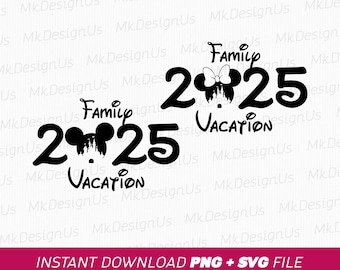 2025 Family Vacation SVG, Mouse Ears & Bow, Magical Kingdom (Instant Download)