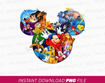 Maus und Freunde Collage PNG, Familienurlaub Design (Digitaler Download)