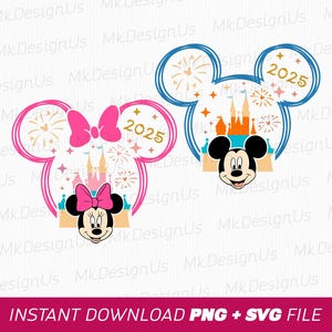 Mouse Couple Svg, Magical Kingdom Svg, 2025 Family Trip Svg, Family Vacation Svg, Stars and Fireworks Svg, Png Svg Files For Print