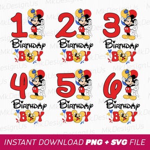 Bundle Birthday Boy Svg, Mickey Birthday Svg, Balloon Svg, Magical Kingdom Svg, Family Birthday Svg, Png Svg Files, Instant Download