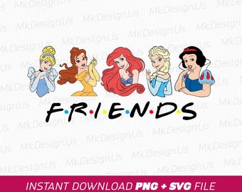 Principesse amiche SVG, viaggio tra ragazze, vacanza in famiglia (download immediato)