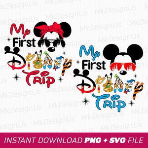 My First Trip Svg, Mouse Couple Svg, Mouse with Sunglasses Svg, Family Vacation Svg, Family Trip Svg, Png Svg Files, Instant Download