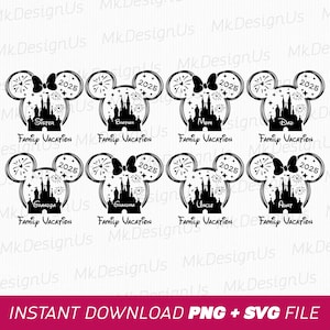 Bundle Family Vacation Svg, 2025 Family Trip Svg, Magical Kingdom Svg, Mouse Ear and Bow Svg, Png Svg Files For Print, Instant Download