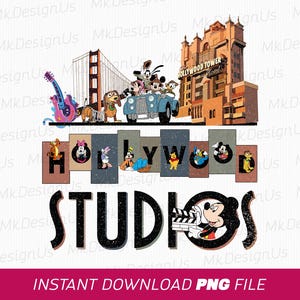 Mouse and Friends Png, Hollywood Studios Png, Hollywood Tower Png, Cartoon Characters Png, Family Vacation Png, Png File For Sublimation