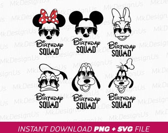 Mickey and Friends Birthday Squad SVG, Family Trip (PNG SVG Files)