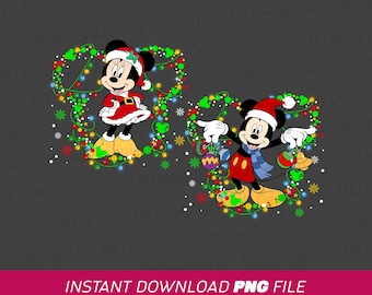 Musse Pigg och vännen jul PNG: Familjejul (Digital sublimeringsfil)