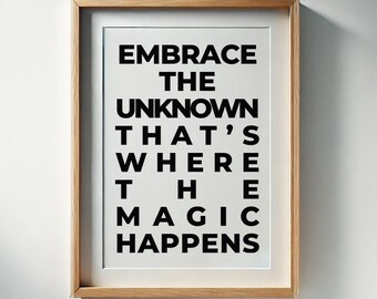 Embrace the Unknown-print: minimalistische, motiverende muurkunst (digitale download)