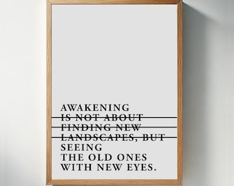 Awakening quote print: minimalistische, motiverende muurkunst (digitale download)